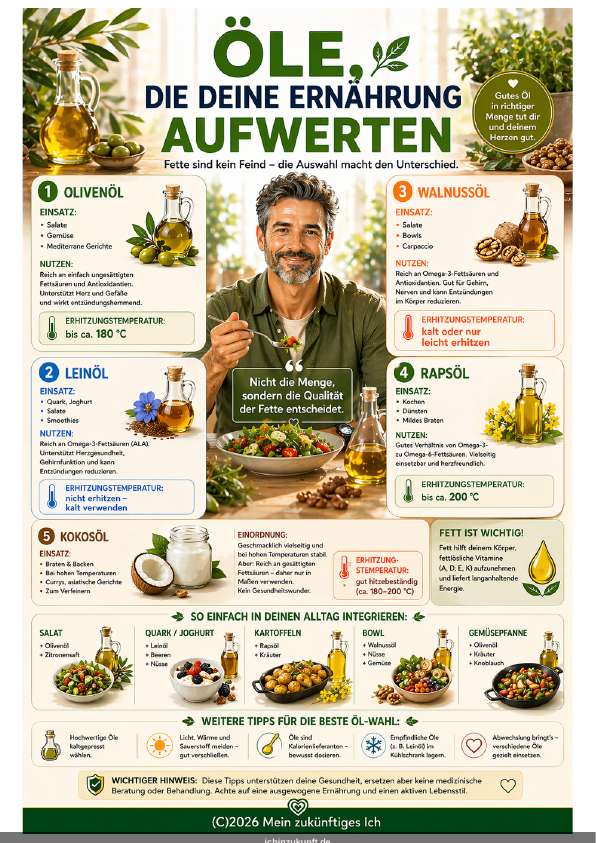 Öle für deine Ernährung – Einzelkarte A4