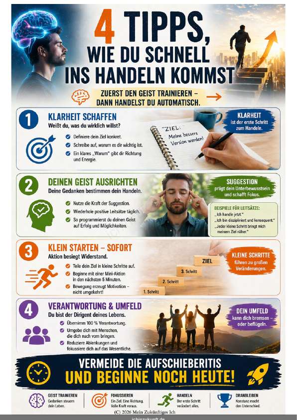 4 Tipps – Schnell ins Handeln – Einzelkarte A4