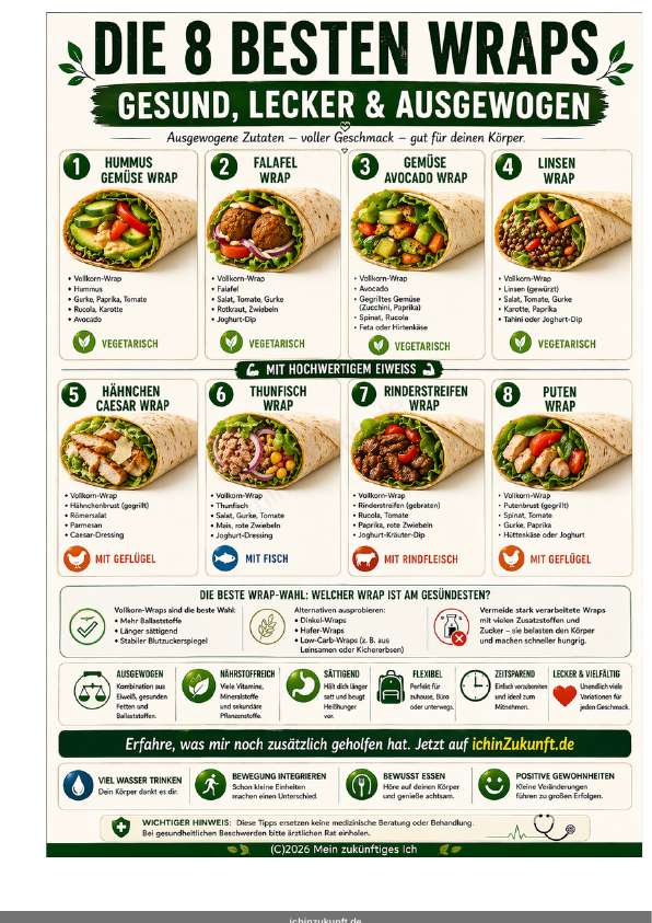 Die 8 besten Wraps – Einzelkarte A4